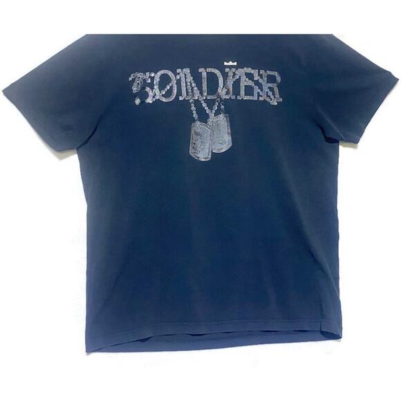 Soldier With Dog Tags T-Shirt Men's Extra Large Short Sleeve Black Nike Dri-Fit - Picture 4 of 6